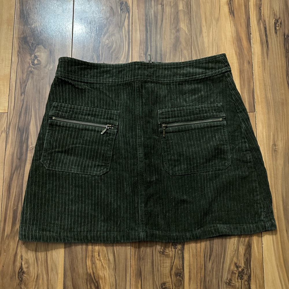 Miami Green A-Line Mini Skirt Ribbed Casual